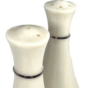 Vintage Lenox Regency Silver Trim Set of Salt And Pepper Shakers 3" Tall Kitchen